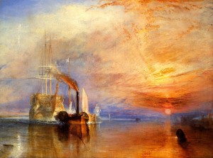 J.M.W. Turner, “The Fighting Temeraire Tugged to Her Last Berth to be Broken Up”, 1838, National Gallery, London, UK.